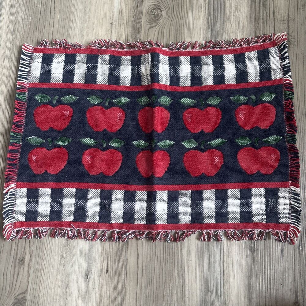 Vintage School House Apple Fall  (Set Of 4) 100% Cotton Placemats Made In India